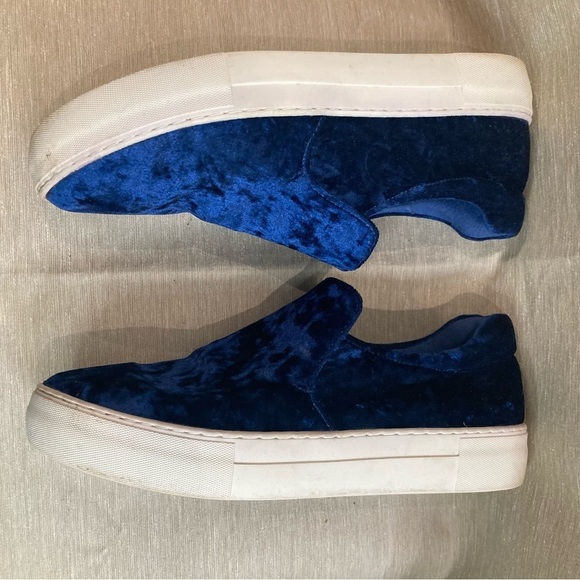 J/SLIDES Sz 10 Acer Blue Crushed Velvet Slip On Slides Sneaker Rubber Sole Shoes - Picture 7 of 10